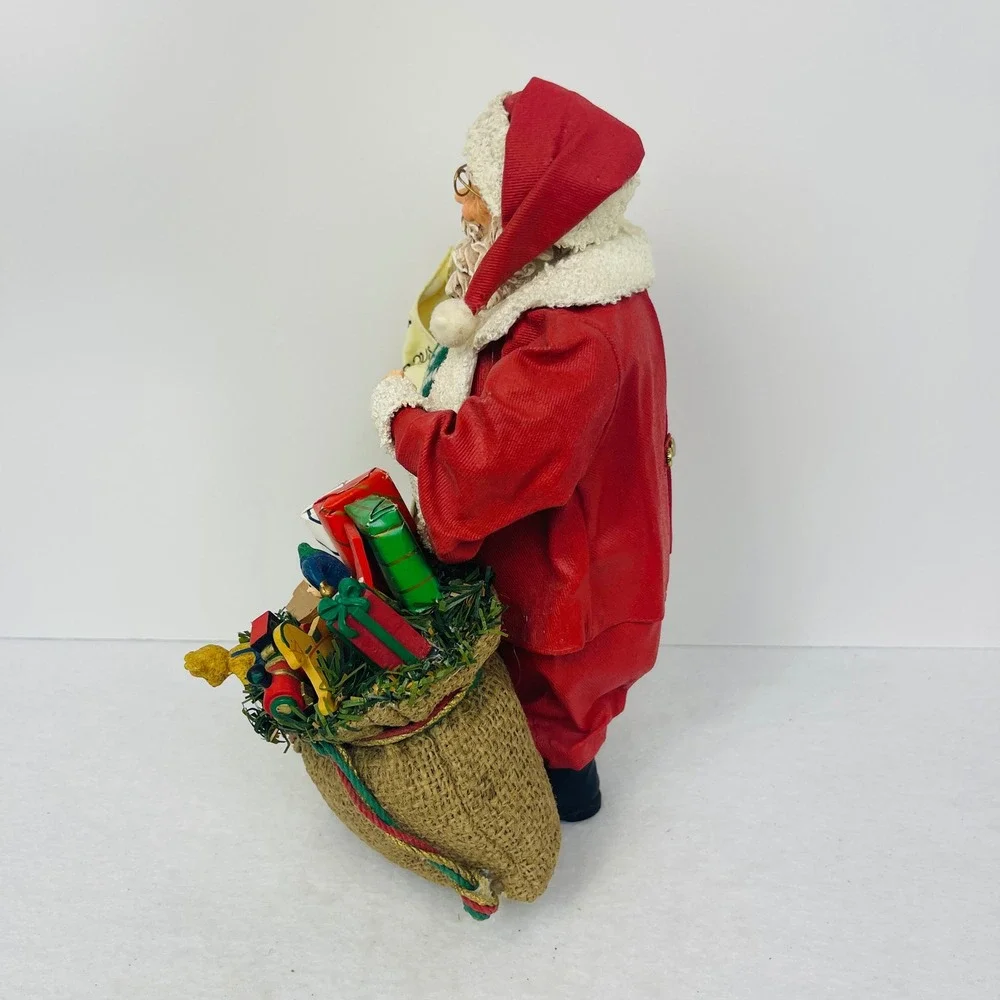 Vintage Santa Claus Figurine Naughty Nice List Toy Sack Christmas Decor 11 inch